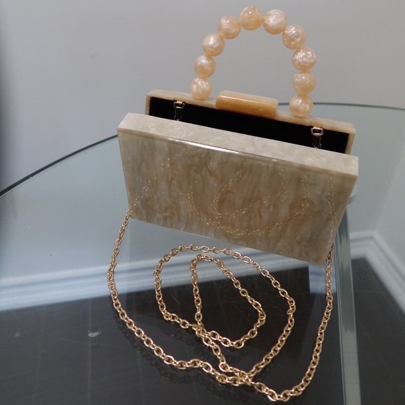 Acrylic Marble Pattern Top Handle Clutch Bag - Picture 2 of 4